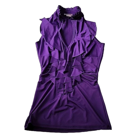 Body Central Tops - BODY Central Purple Ruffled V-neck Racerback Sleeveless Top Small EUC